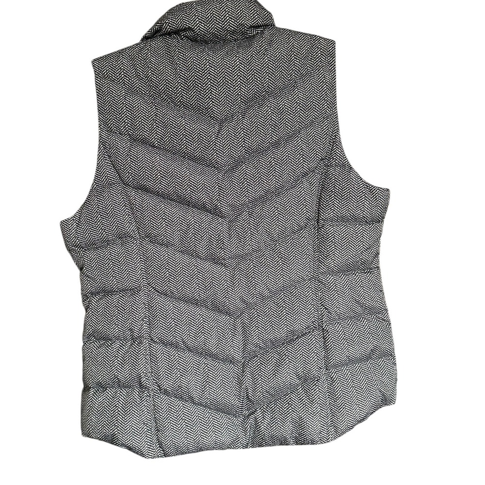 Lands End Womens Down Puffer Vest Black White Herringbone‎ Chevron M Outdoors - Picture 3 of 8